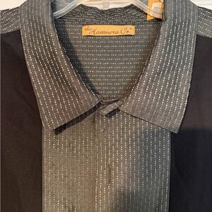 Havanera Co. Men's Black and Gray/olive Pinstripe Casual Shirt